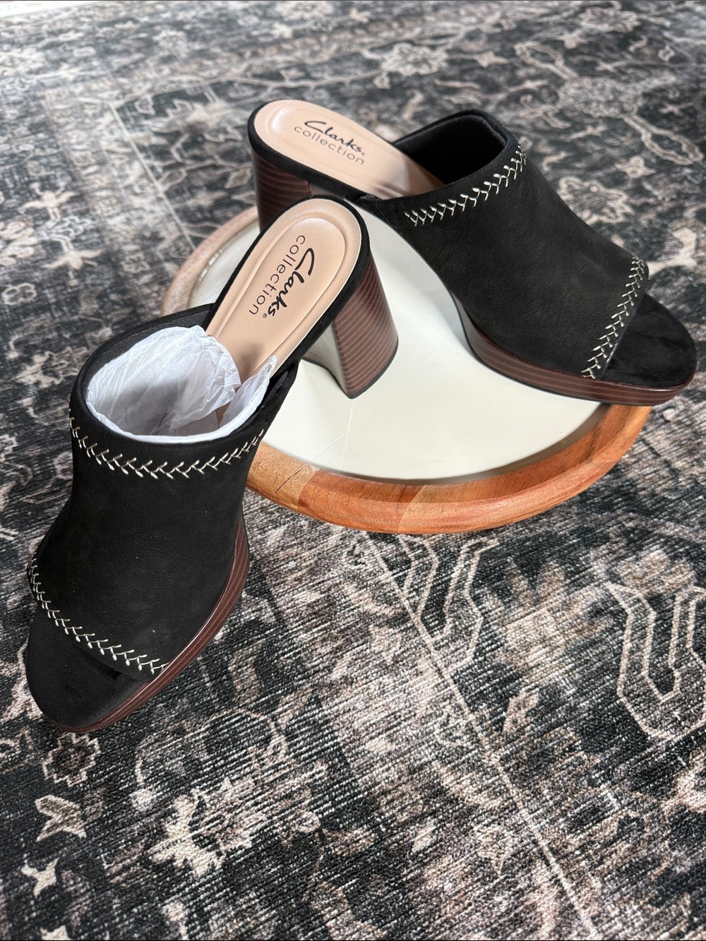Clarks leather slip on Heeled Sandal - AmbyrLyn Park